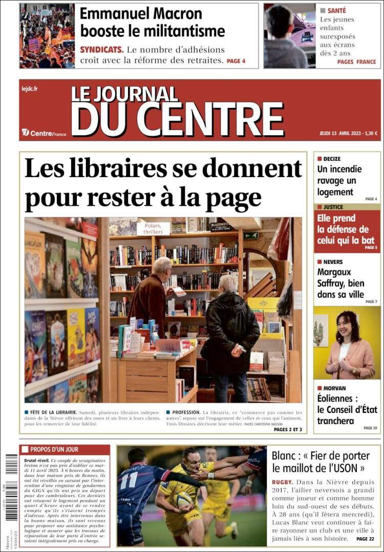 Portada de Le Journal du Centre (France)