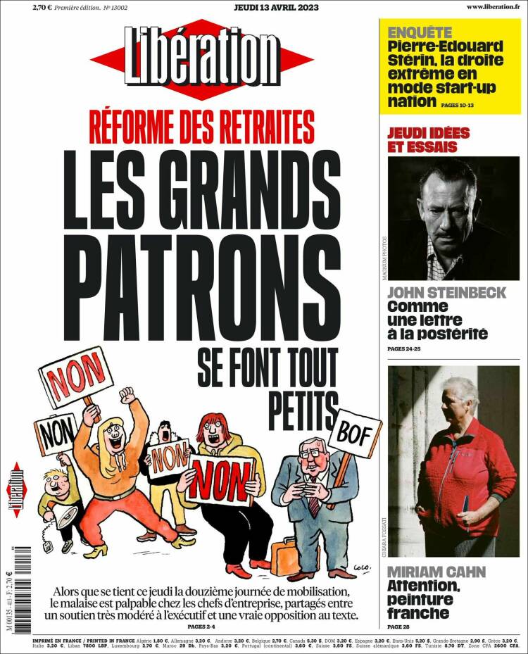 Portada de Libération (France)