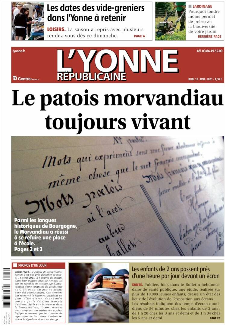 Portada de L'Yonne-Républicaine (France)