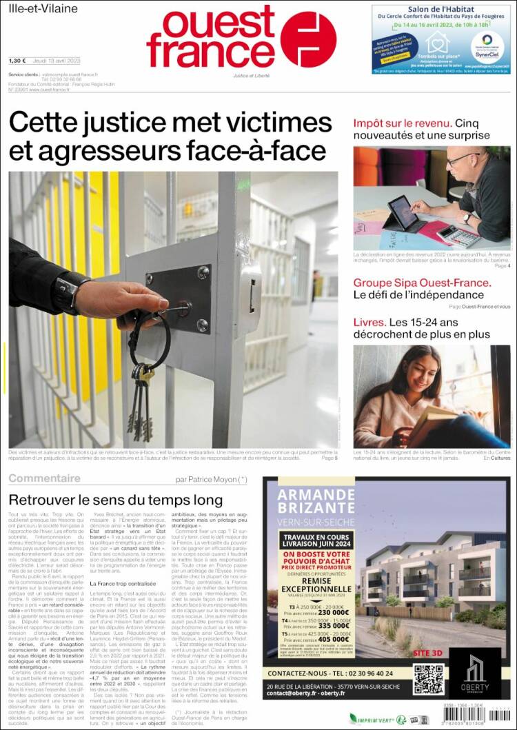 Portada de Ouest France (France)