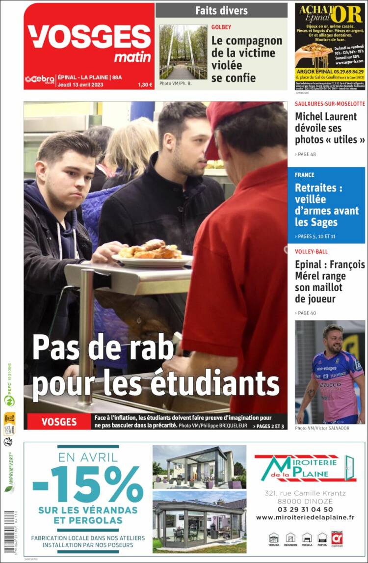 Portada de Vosges Matin (France)