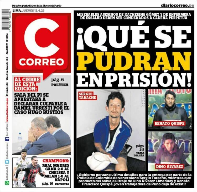 Portada de Diario Correo (Per&uacute;)