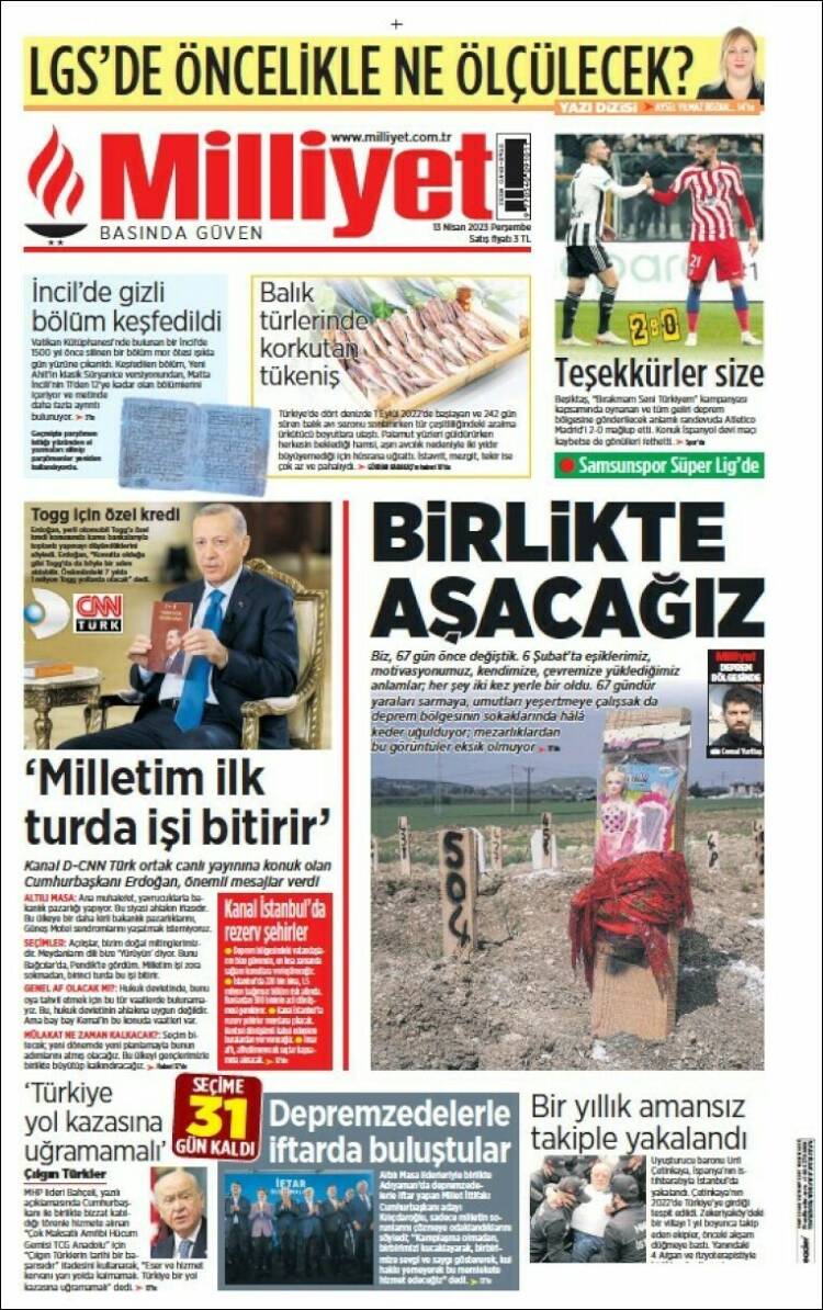 Portada de Milliyet (Turqu&iacute;a)