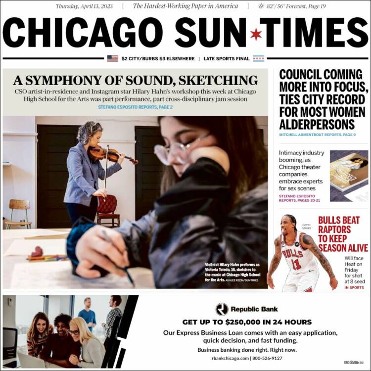 Portada de Chicago Sun-Times (États-Unis)