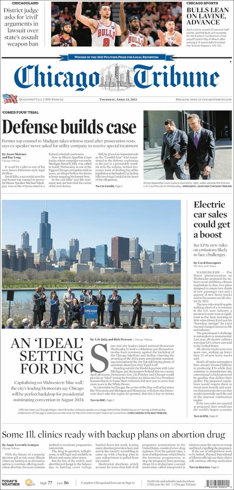 Portada de Chicago Tribune (USA)