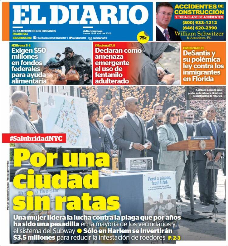 Portada de El Diario NY (USA)