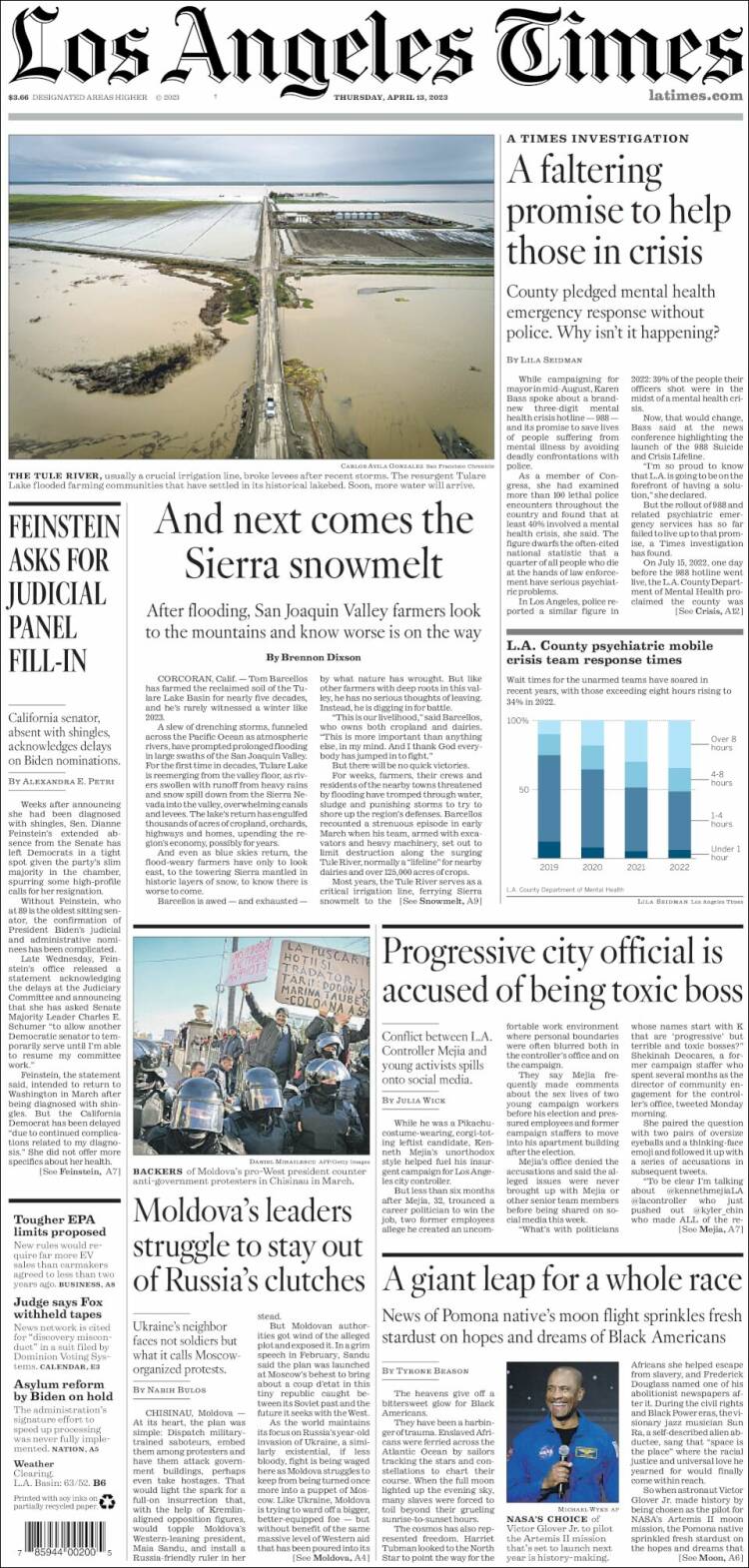 Portada de Los Angeles Times (États-Unis)