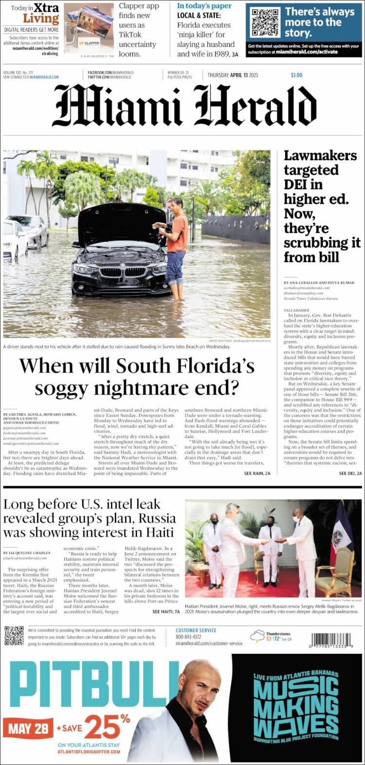 Portada de Miami Herald (États-Unis)