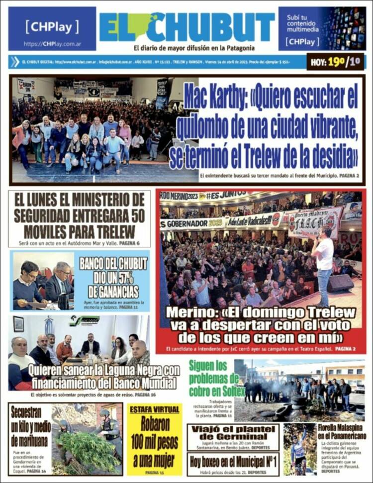 Portada de El Chubut (Argentina)