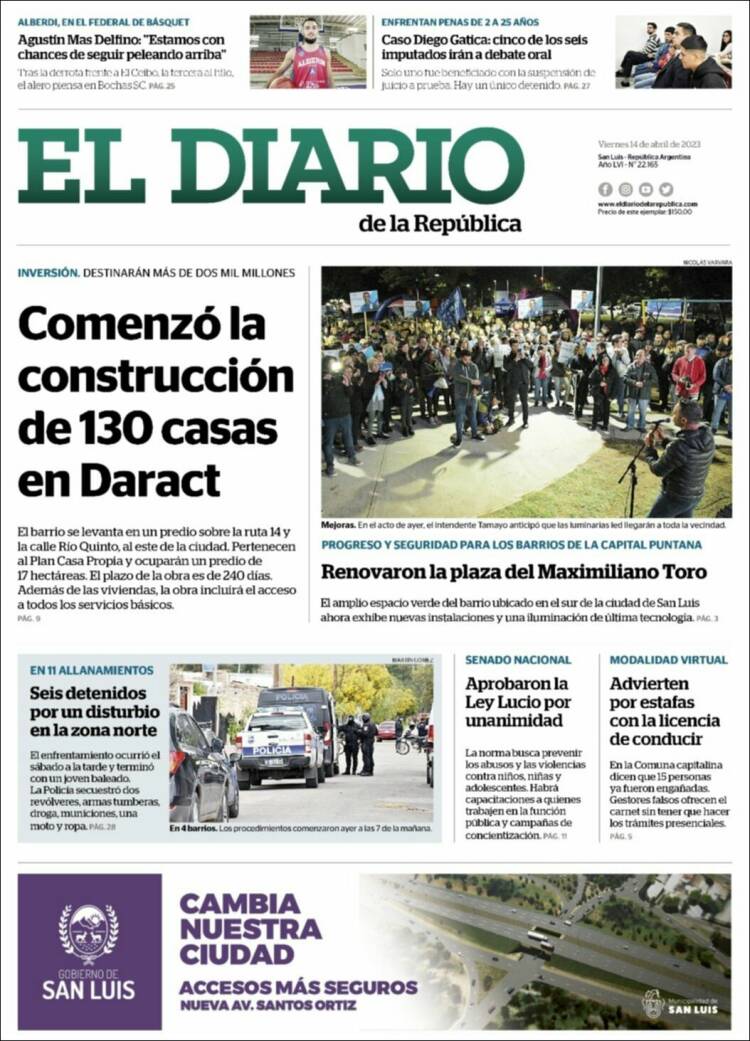 Portada de Diario de la República (Argentina)