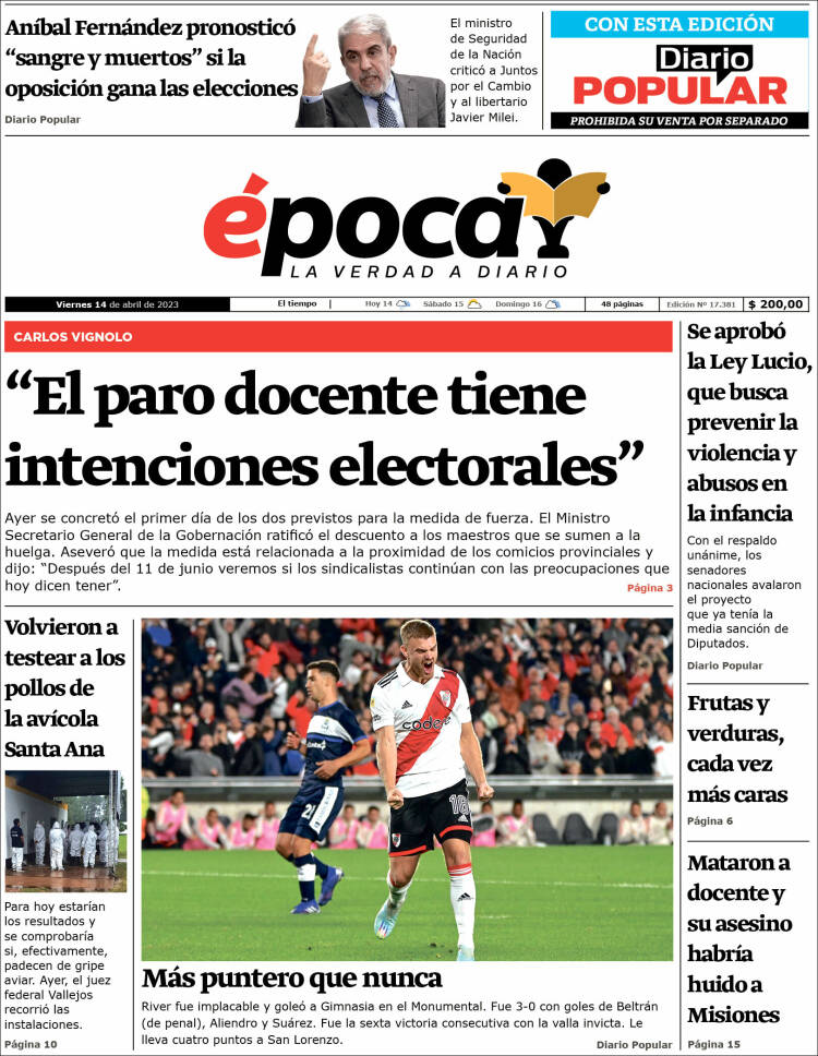 Portada de Diario Época (Argentina)