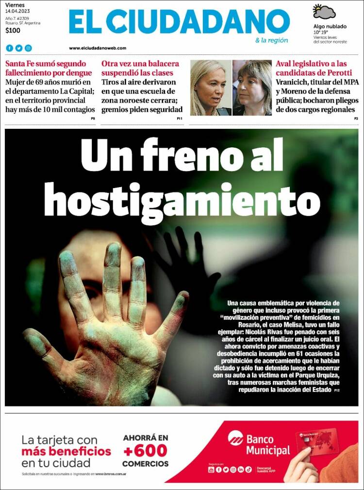 Portada de Diario El Ciudadano (Argentina)