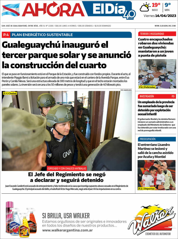 Portada de El Día de Gualeguaychú (Argentina)