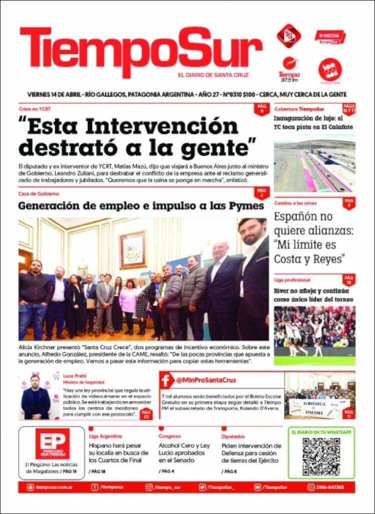 Portada de Tiempo Sur (Argentina)