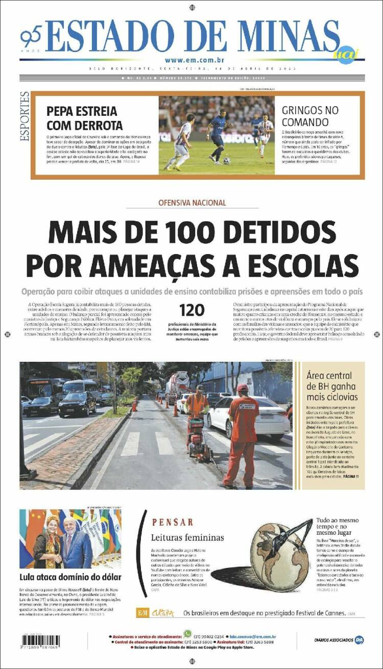Portada de Jornal Estado de Minas (Brasil)
