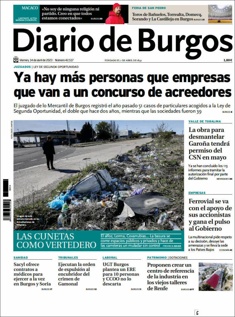 Portada de Diario de Burgos (Espagne)