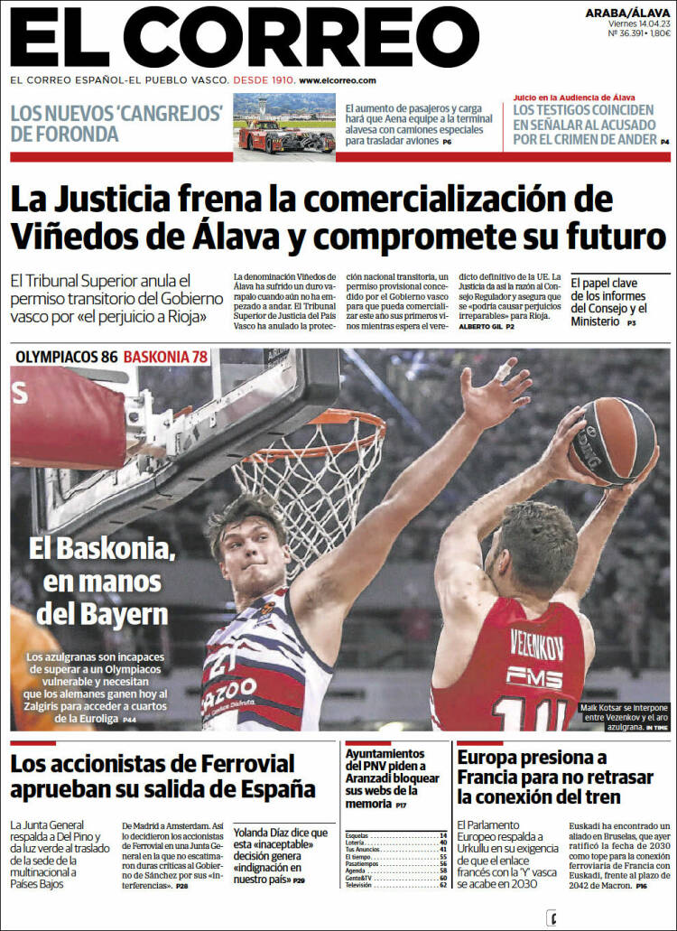 Portada de El Correo - Álava (Espagne)