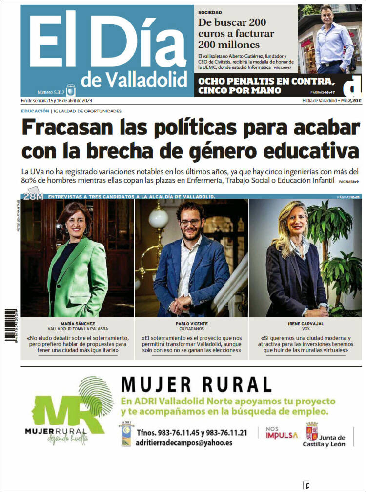 Portada de El Día de Valladolid (Espagne)