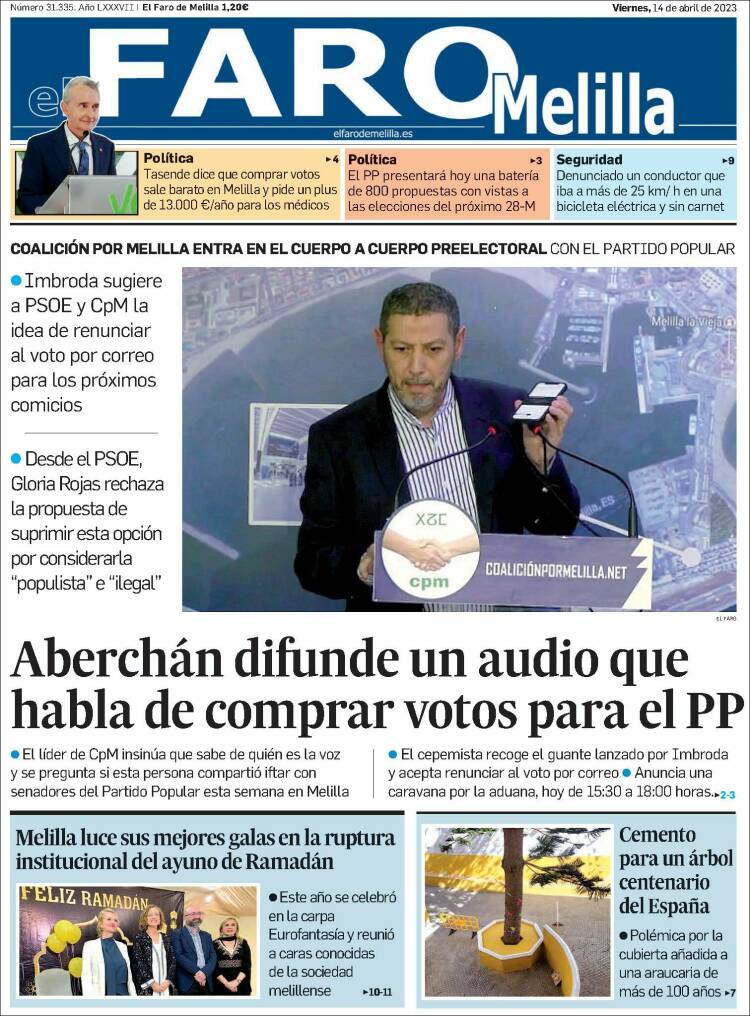 Portada de El Faro de Melilla (Espagne)
