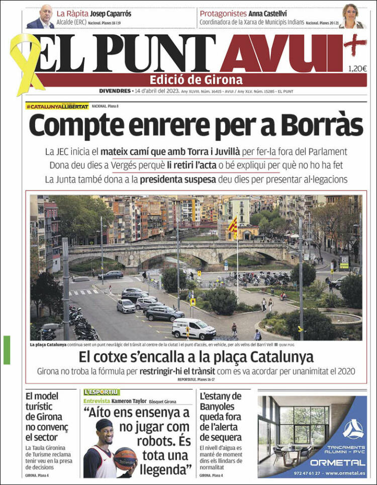 Portada de El Punt Avui - Girona (Espagne)