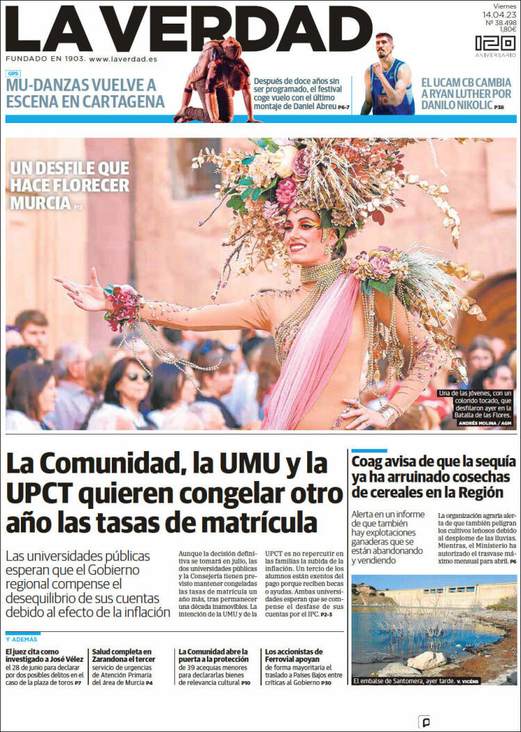 Portada de La Verdad de Murcia (Espagne)