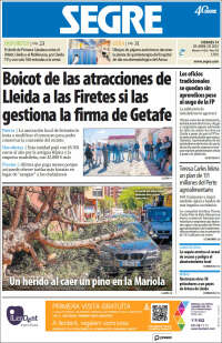 Portada de Segre  (Espagne)