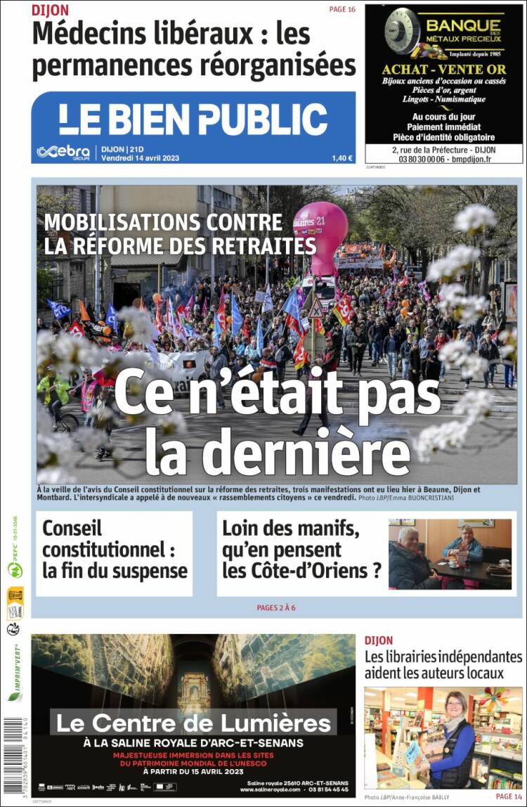 Portada de Le Bien Public (Francia)