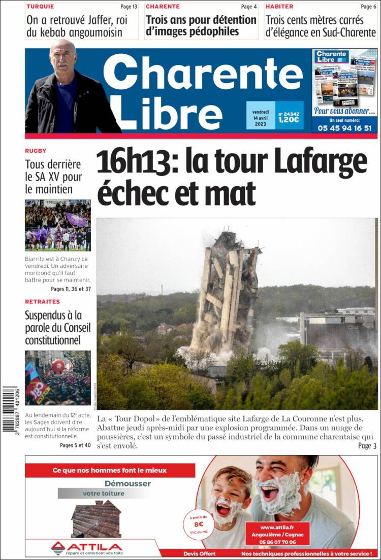 Portada de Charente Libre (Francia)