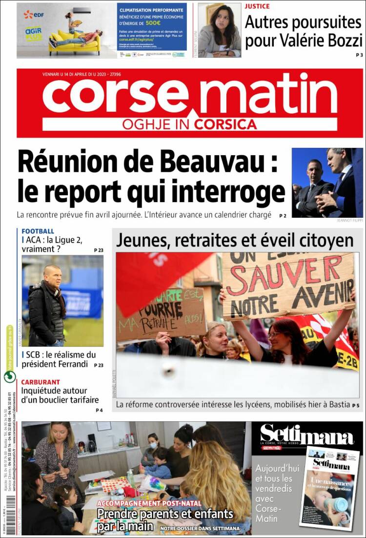 Portada de Corse-Matin (Francia)
