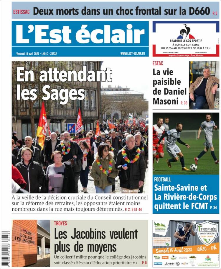 Portada de L'Est Eclair (Francia)