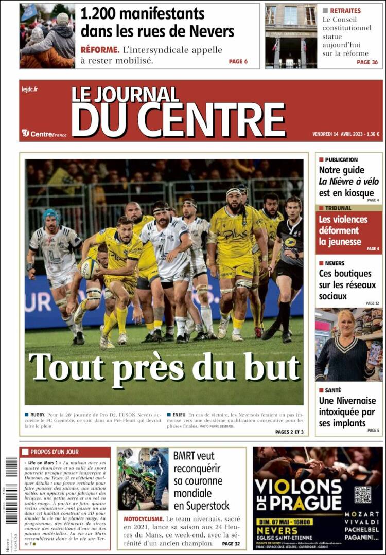 Portada de Le Journal du Centre (Francia)