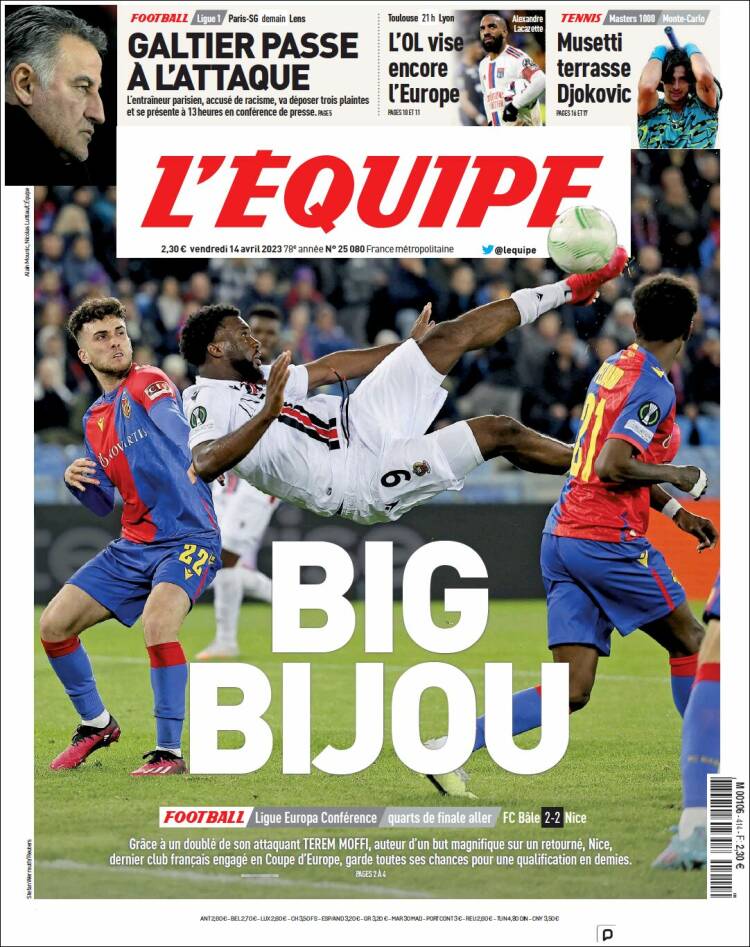 Portada de L'Equipe (Francia)