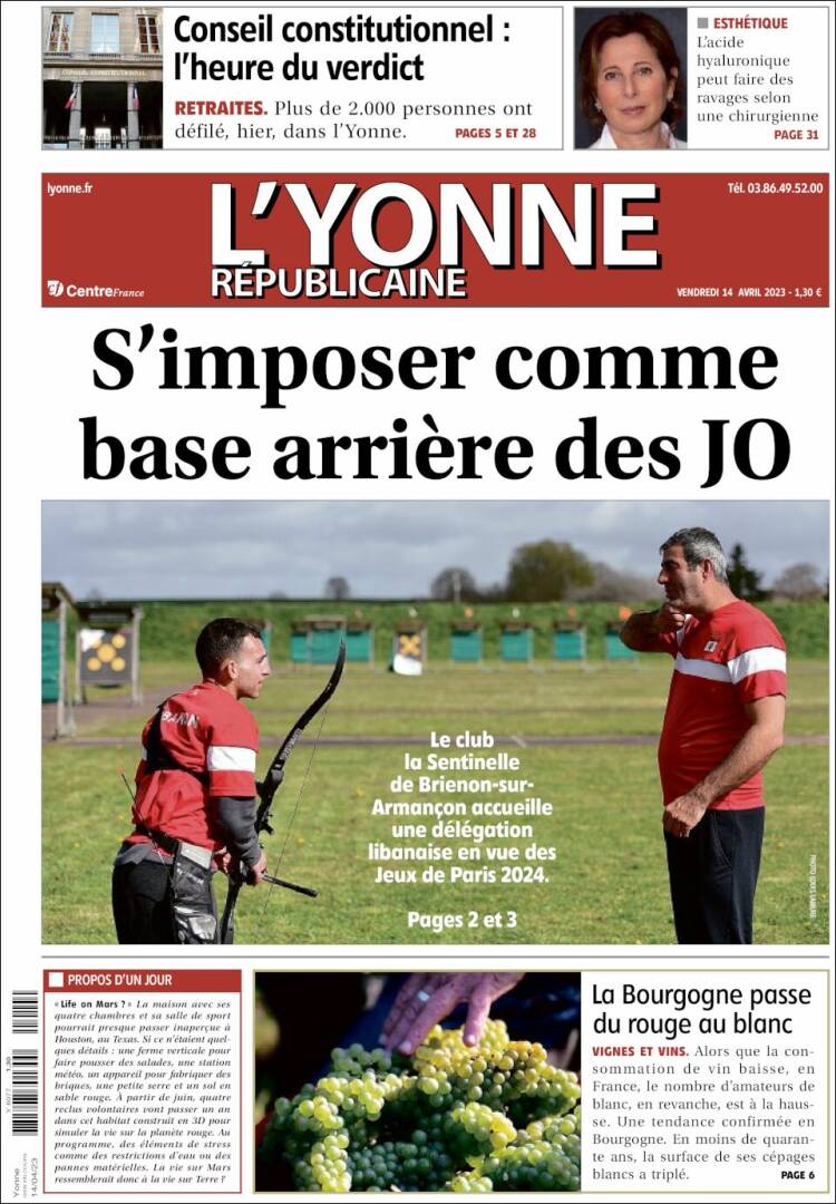 Portada de L'Yonne-Républicaine (Francia)