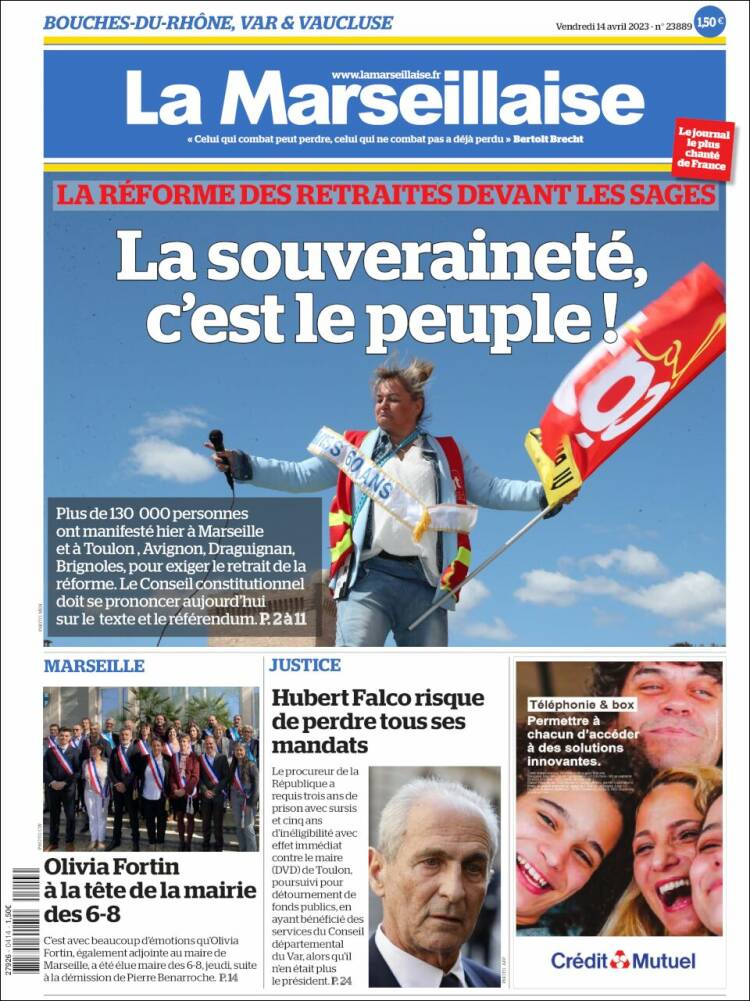 Portada de La Marseillaise (Francia)