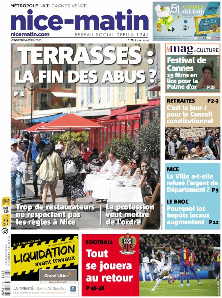 Portada de Nice-Matin (Francia)