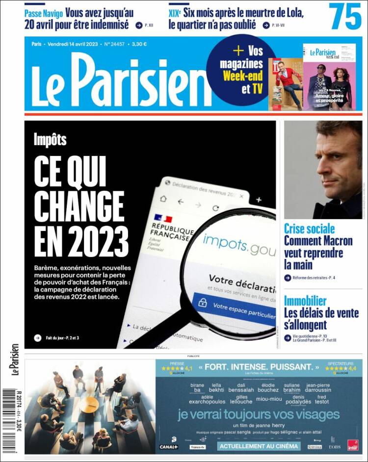 Portada de Le Parisien (Francia)