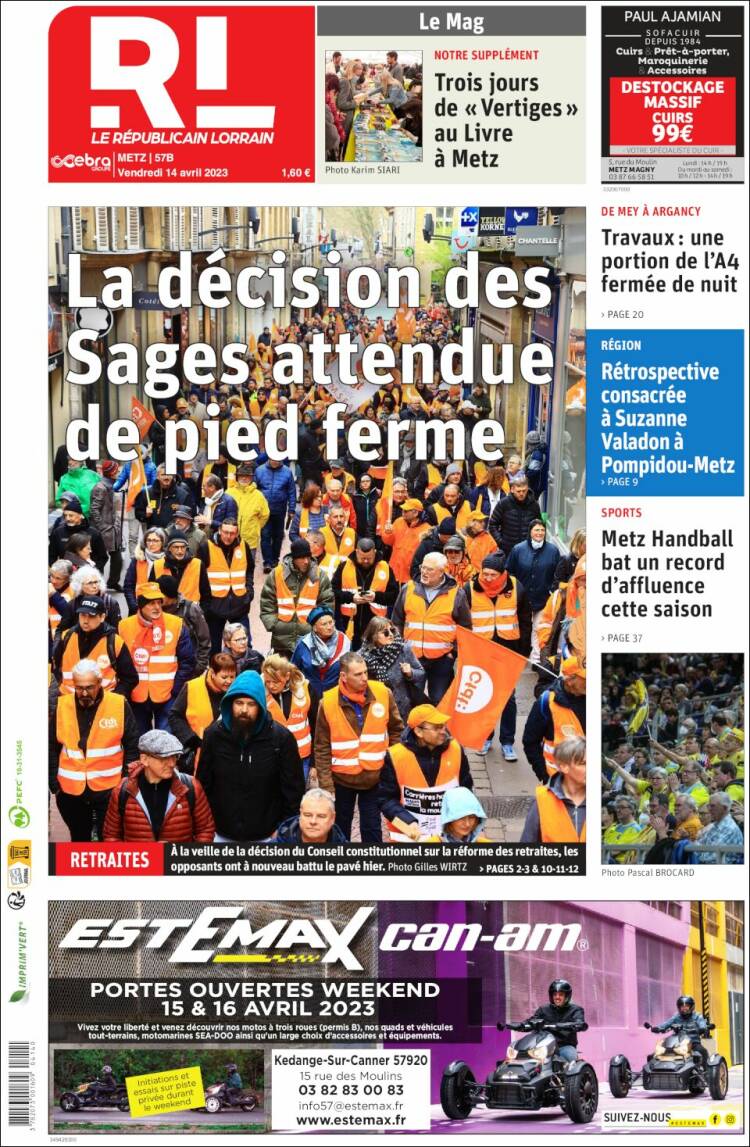 Portada de Le Republicain Lorrain (Francia)