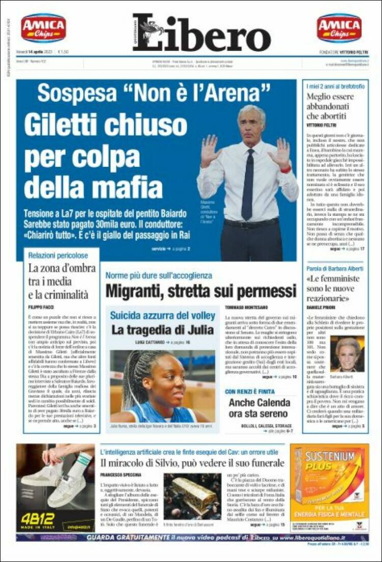 Portada de Libero (Italia)