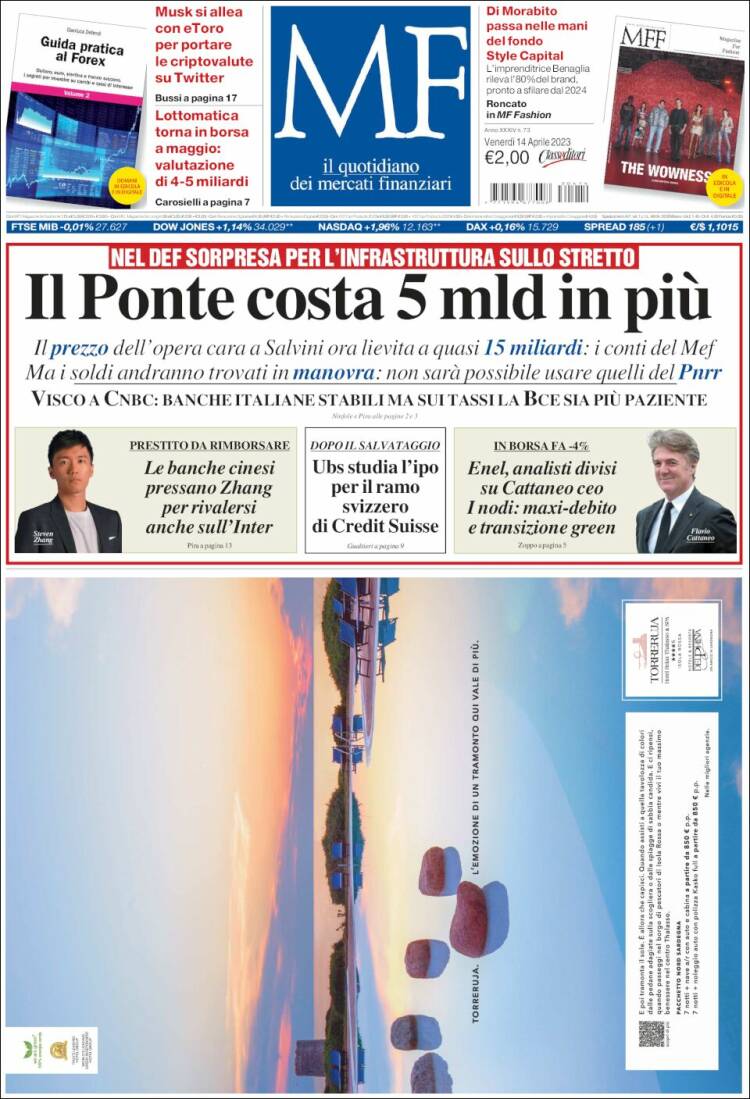 Portada de Milano Finanza (Italia)