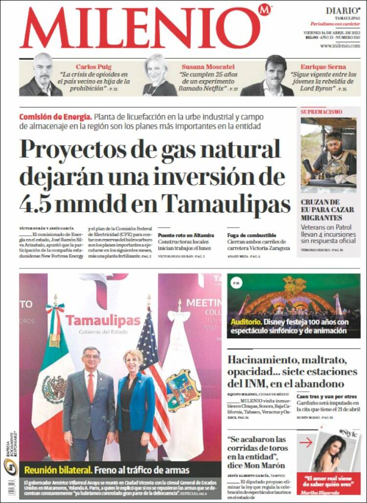 Portada de Milenio - Tamaulipas (México)