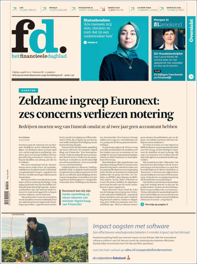 Portada de Het Financieele Dagblad (Pa&iacute;ses Bajos)