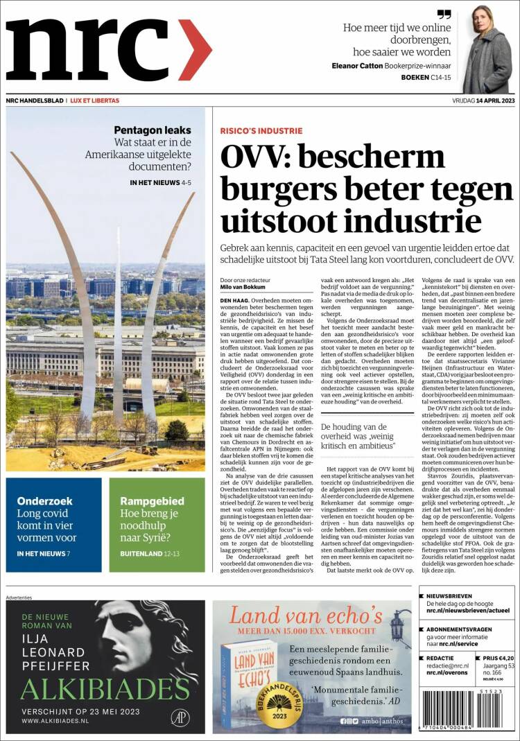 Portada de NRC Handelsblad (Pa&iacute;ses Bajos)