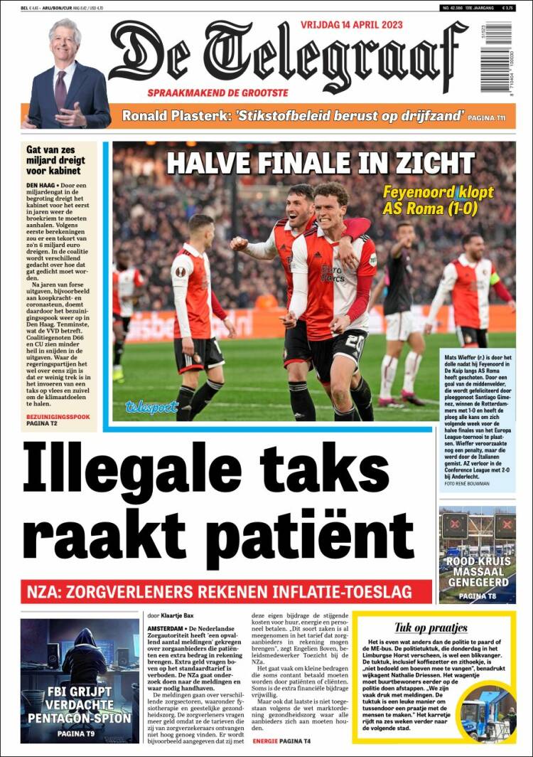 Portada de De Telegraaf (Pa&iacute;ses Bajos)