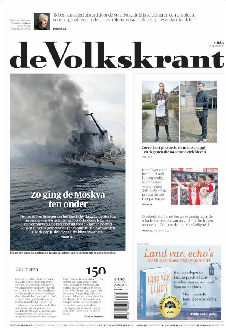 Portada de De Volkskrant (Pa&iacute;ses Bajos)