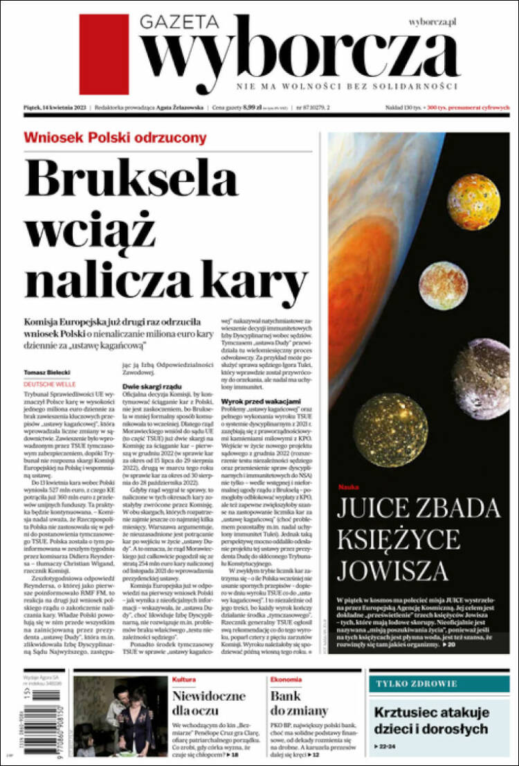 Portada de Gazeta Wyborcza (Polonia)