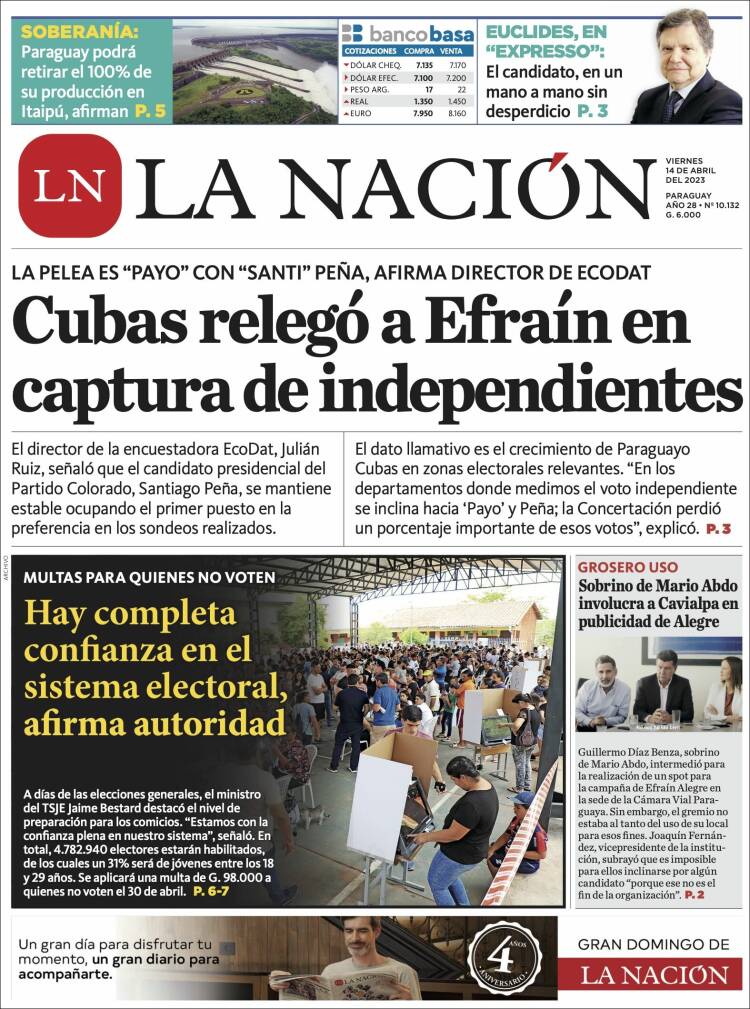 Portada de La Nación (Paraguay)