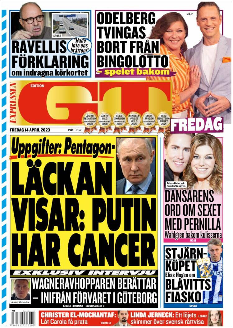 Portada de Göteborgstidningen (Suecia)