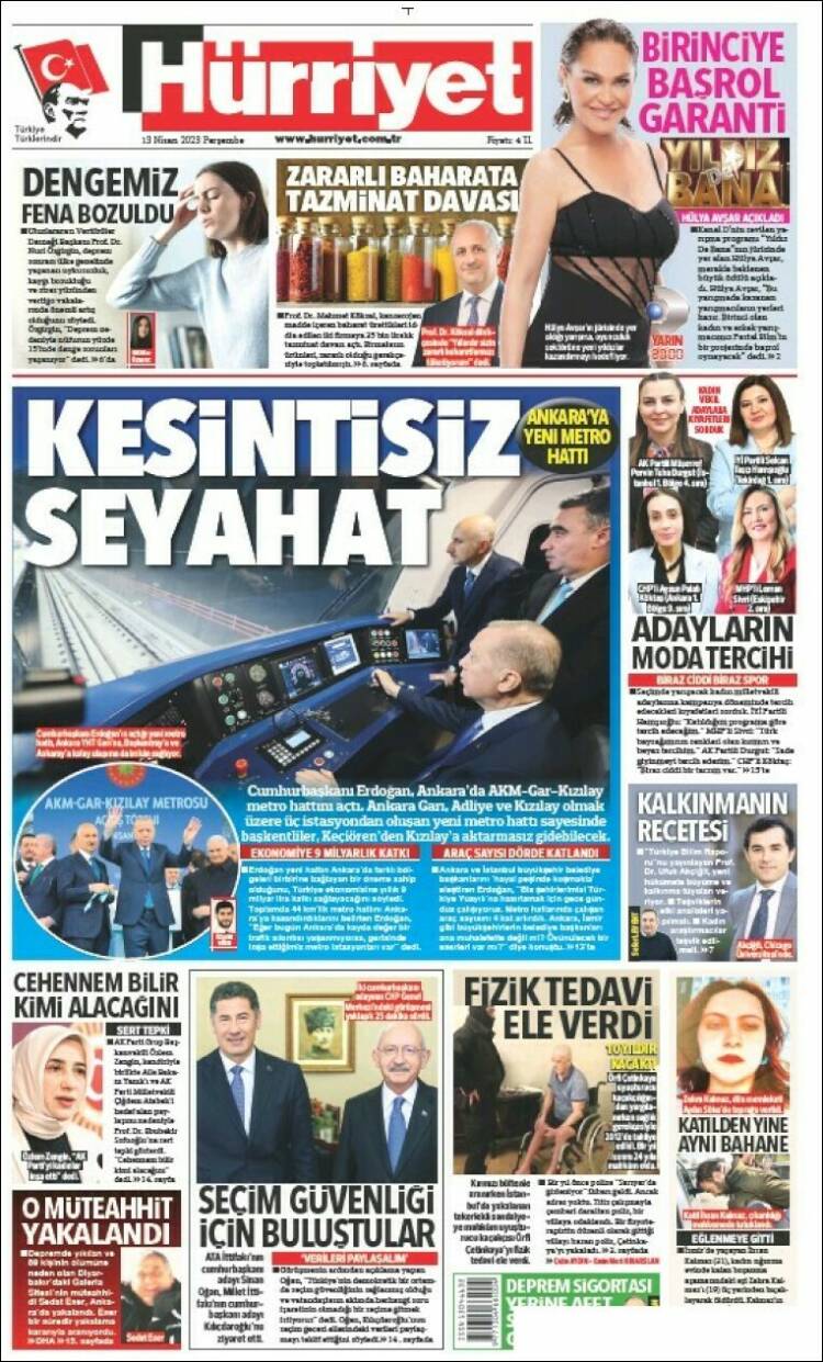 Portada de Hürriyet (Turqu&iacute;a)