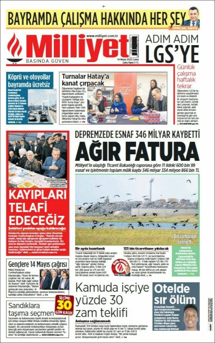 Portada de Milliyet (Turqu&iacute;a)