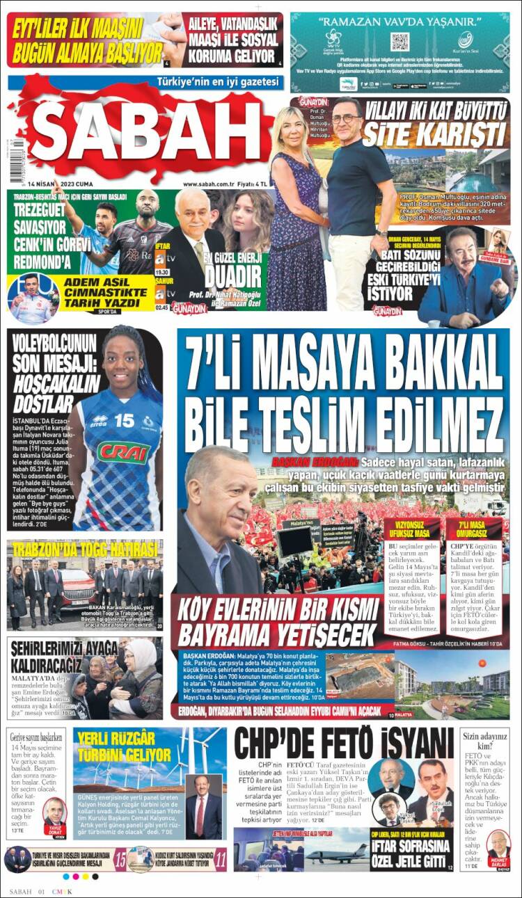 Portada de Sabah (Turqu&iacute;a)